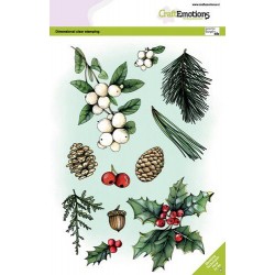 CRAFTEMOTIONS CLEAR STAMPS FLORAL CHRISTMAS