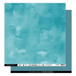 FLORILEGES DESIGN Papier uni BLEU PAON, 30,5 x 30,5 cm