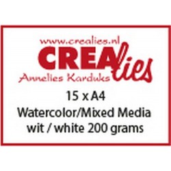 Crealies BASIS A4 WATERCOLOR 200GRS, 15 BOGEN