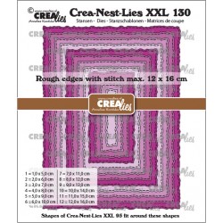 Crealies Crea-nest-dies XXL no. 130 - RECTANGLES STITCHED WITH ROUGH EDGES