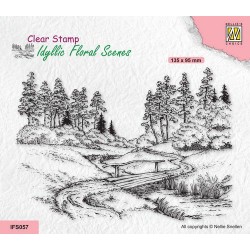 Nellie‘s Choice Clear Stamp - IDYLLIC FLORAL - STREAM WITH BRIDGE