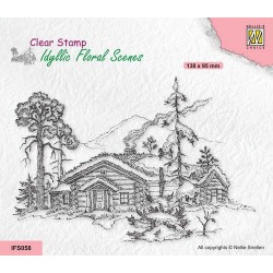 Nellie‘s Choice Clear Stamp - IDYLLIC FLORAL - COTTAGE WITH TREES
