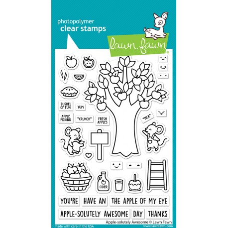 LAWN FAWN CLEAR STAMPS APPLE-SOLUTELY AWESOME