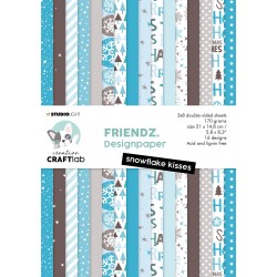 Studio Light CREATIVE CRAFTLAB FRIENDZ Design Paper pad A5 SNOWFLAKE KISSES