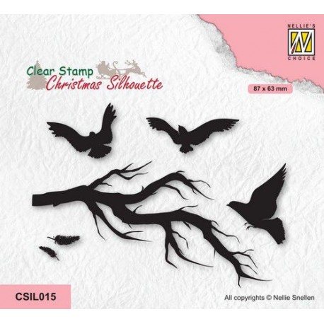 Nellie‘s Choice Clear Stamp - CHRISTMAS SILHOUETTE - BRANCH WITH BIRDS