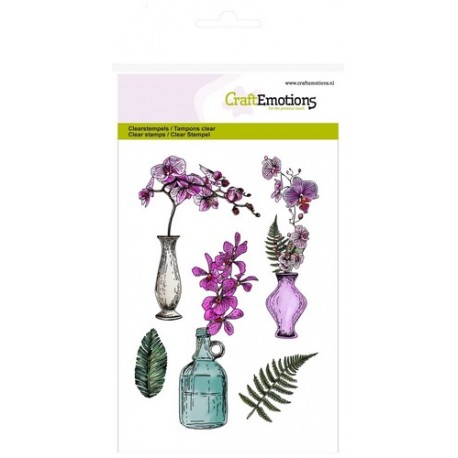 Clear Stamps Orchid, vases and bottle