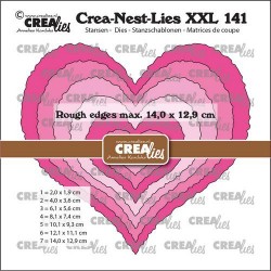 Crealies Crea-nest-dies XXL no. 141 -COEURS with rough edges