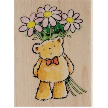 PENNY BLACK WOOD Stamps - Flower Bear