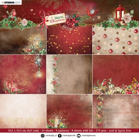 Studio Light Paper pad MAGICAL CHRISTMAS Background, 20.3 x20.3 cm