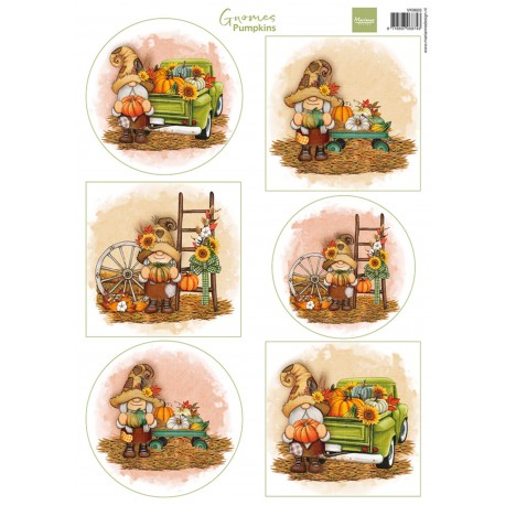 MARIANNE D DECOUPAGE SHEET GNOMES PUMPKINS