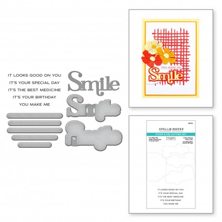 SPELLBINDERS YOU MAKE ME SMILE Clear Stamp & Etched Dies Set