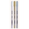 Studio Light 3 GEL pens, blanc, or et argent, 0.8 mm.