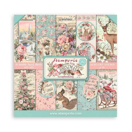 STAMPERIA PINK CHRISTMAS PAPER PACK 8X8