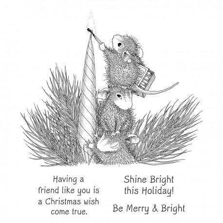 SPELLBINDERS - HOUSE MOUSE HOLIDAY GLOW CLING RUBBER STAMP