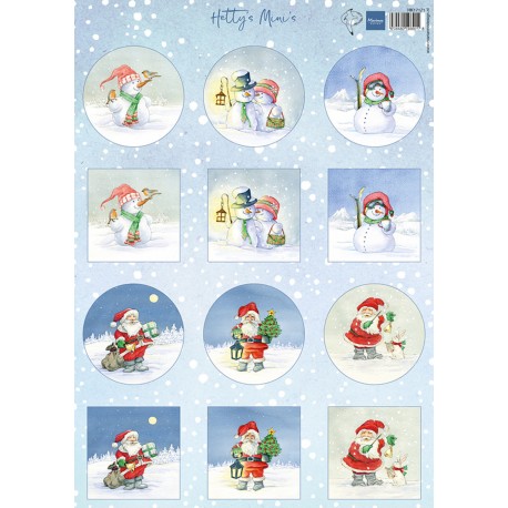 MARIANNE D DECOUPAGE SHEET, HETTY'S MINIS SNOWMEN & SANTA