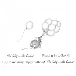 SPELLBINDERS - HOUSE MOUSE UP, UP AND AWAY CLING RUBBER STAMP