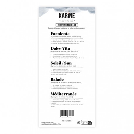 LES ATELIERS DE KARINE "CULTURE SUD" Tampon Clear DEFINITIONS SOLEIL & CO