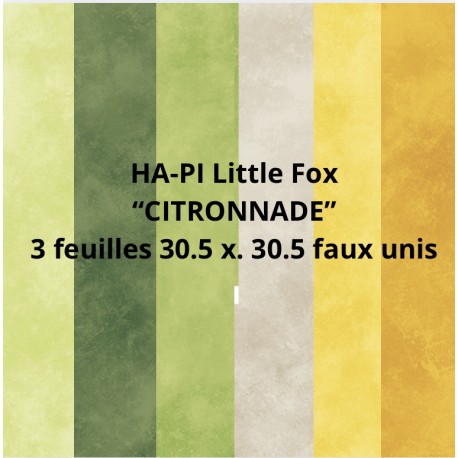HA-PI SET DE 3 COULEURS UNIS "CITRONNADE", 30,5 x 30,5cm