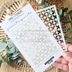 CHOU & FLOWERS POCHOIR A6 GEOMETRIQUE "REVE AZUR"