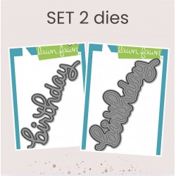 LAWN FAWN DIES - SET 2 DIES - SCRIPTY BIRTHDAY & SCRIPTY BIRTHDAY OUTLINE