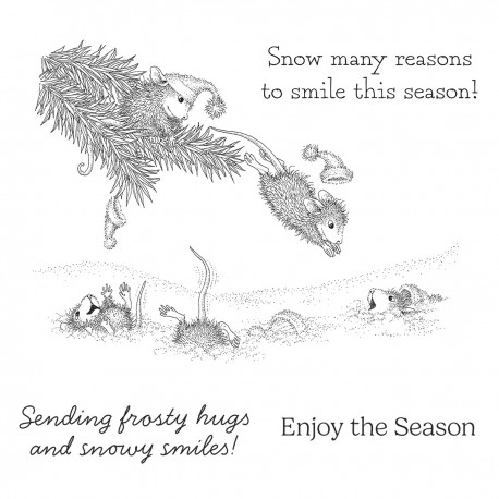 SPELLBINDERS - HOUSE MOUSE Snowy Smiles CLING RUBBER STAMP