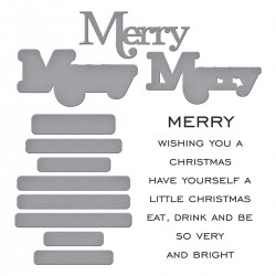 SPELLBINDERS MERRY SENTIMENTS CLEAR STAMP and Die SET ETCHED DIES