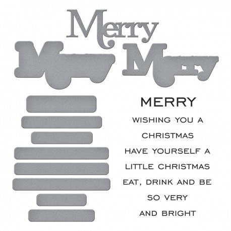 SPELLBINDERS MERRY SENTIMENTS CLEAR STAMP and Die SET ETCHED DIES