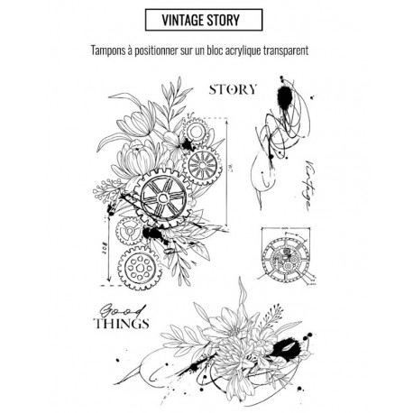 LES ATELIERS DE KARINE "VINTAGE JOURNAL" Tampon Clear VINTAGE STORY