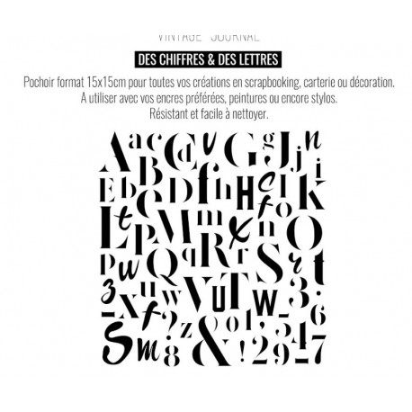 LES ATELIERS DE KARINE "VINTAGE JOURNAL" POCHOIR CHIFFRES ET LETTRES