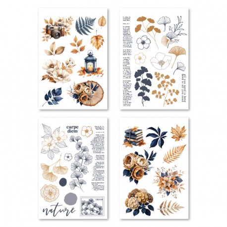 FLORILEGES DESIGN 4 PLANCHES STICKERS "GINKGO"