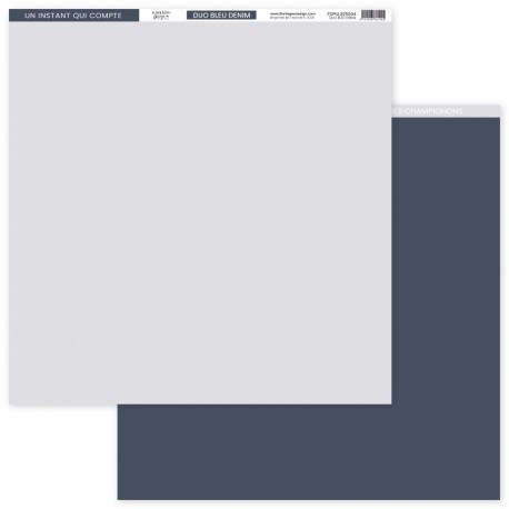 FLORILEGES DESIGN PAPIER UNI DUO BLEU DENIM, 30,5 x 30,5 cm GINKGO