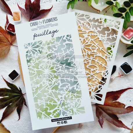 CHOU & FLOWERS POCHOIR A6 FEUILLAGES "OREE DES BOIS"