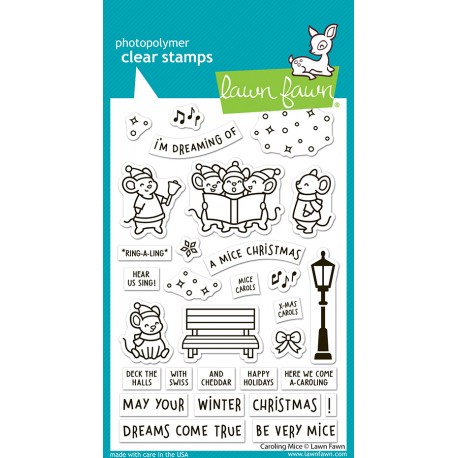 LAWN FAWN CLEAR STAMPS - CAROLING MICE