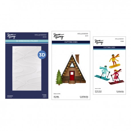 SPELLBINDERS SKI-SON'S GREETINGS DIES AND 3D FOLDER BUNDLE BY SIMON HURLEY