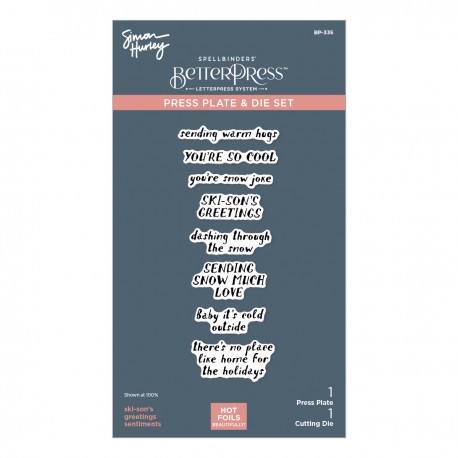 Spellbinders BETTERPRESS SKI-SON'S GREETINGS SENTIMENTS SIMON HURLEY