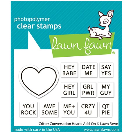 LAWN FAWN CLEAR STAMPS - CRITTER CONVERSATION HEARTS ADD-ON