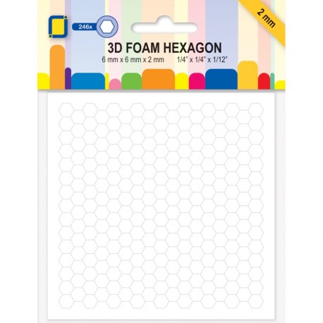 3D-Schaumstoff Hexagon 6 mm x 6 mm x 2 mm. Doppelseitiges Klebeband.