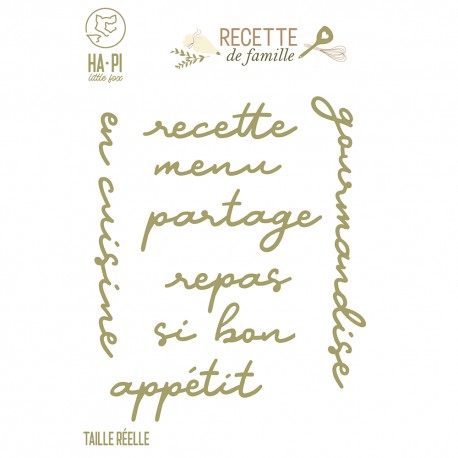 HA-PI DIES MOTS EN CUISINE "RECETTE de FAMILLE"
