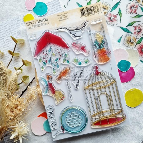 CHOU & FLOWERS TAMPONS CLEAR LA CAGE "Mon P'tit Jardin"