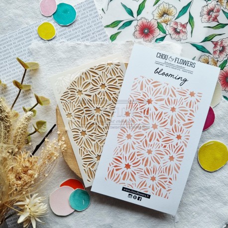 CHOU & FLOWERS POCHOIR A6 BLOOMING "Mon P'tit Jardin"