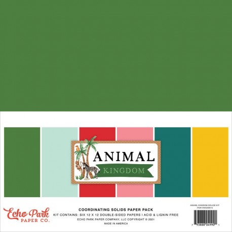 ECHO PARK PAPER ANIMAL KINGDOM COORDINATING SOLIDS PAPER PACK 30X30CM