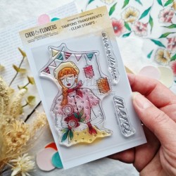 CHOU & FLOWERS TAMPONS CLEAR FILLE GUINGUETTE "Mon p'tit jardin"