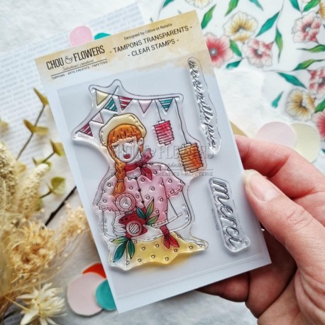 CHOU & FLOWERS TAMPONS CLEAR FILLE GUINGUETTE "Mon p'tit jardin"