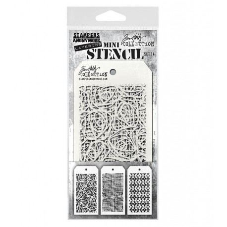 Tim Holtz Layering Stencils, SET 14 MINI STENCIL 3 pcs