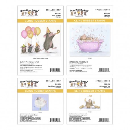 SPELLBINDERS - HOUSE MOUSE PARTY PARADE COLLECTOR BUNDLE Rubber Stamp