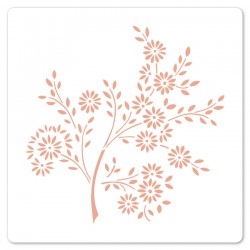 FLORILEGES DESIGN 15 X 15 cm POCHOIR BRANCHE FLEURIE "MURMURES"