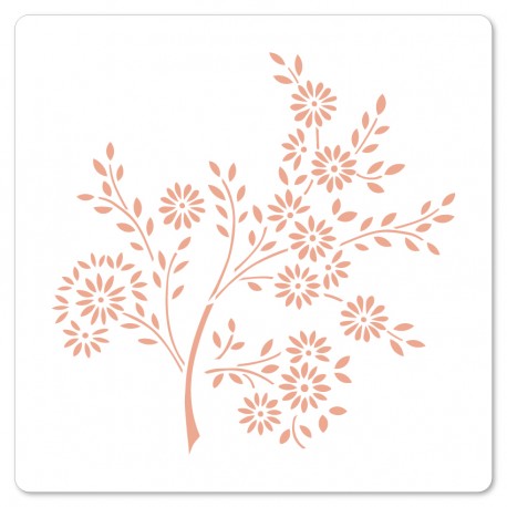 FLORILEGES DESIGN 15 X 15 cm POCHOIR BRANCHE FLEURIE "MURMURES"