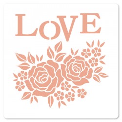 FLORILEGES DESIGN 15 X 15 cm POCHOIR ROSES D'AMOUR "MURMURES"