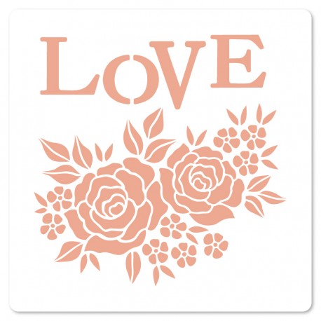 FLORILEGES DESIGN 15 X 15 cm POCHOIR ROSES D'AMOUR "MURMURES"