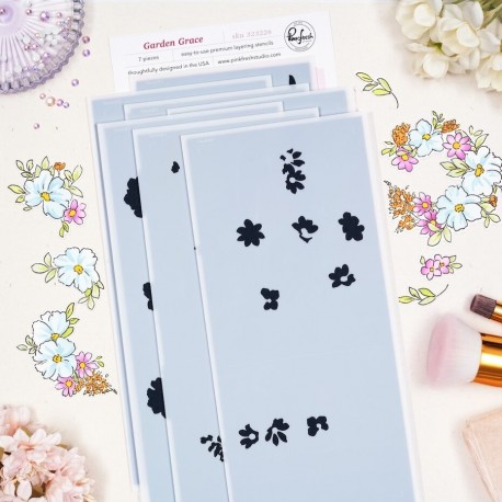 PINKFRESH STUDIO "GARDEN GRACE STENCILS by THE DAYDREAM EDIT by Dawn Woleslagle